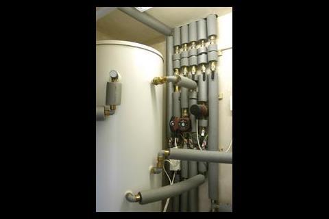 The cylinder  for the solar hot water system.